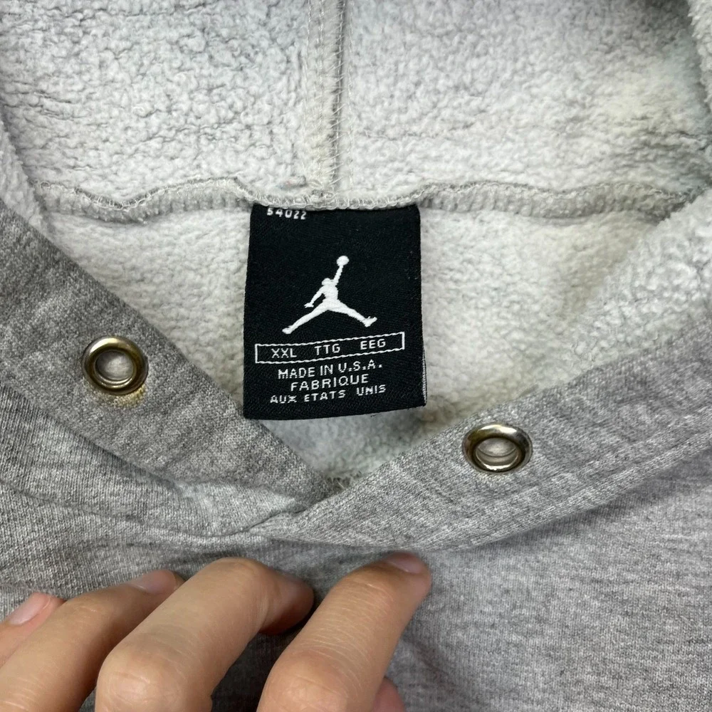 Jordan Fleece‎ Hoodie Men's 2XL Gray Long Sleeve Pullover Sports Y2K USA Made